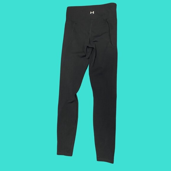 🏃‍♀️ Under Armour Black Leggings w/ Aqua Side Stripes | Size M - Picture 4 of 9